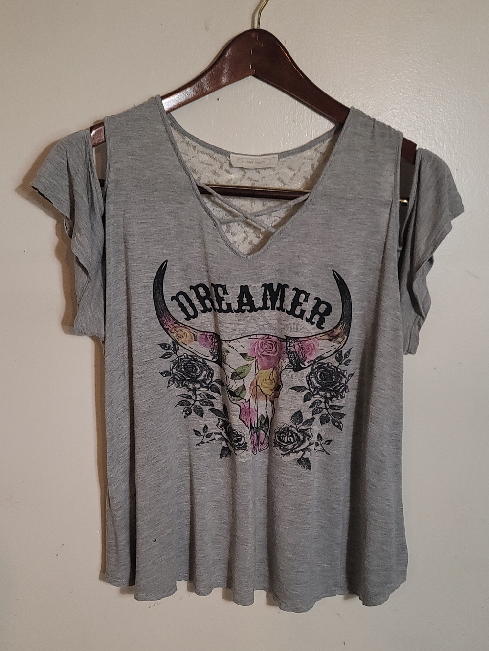 23 Love Street 'Dreamer' TAURUS Graphic Cold-Shoulder Tee